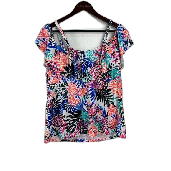 Island Escape Women Plus Size 18W La Flor Underwire Tankini Top Multicolor N2 - Picture 3 of 13